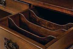 Our Amish custom Witmer Executive desk showing the drawer dividers.