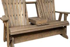 You can invite your favorite person or critter to set beside you on this Amish made Adirondack Glider and console. You can also flip the console down to hold your favorite drink.