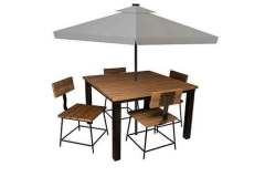 The Waterbury Dining set is just one of our Amish made sets with steel frames. You can get optional arm rests for the chairs as well as the umbrella.