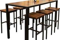 This West Lake pub set has a 42" high pub table that is 33" x 73" and 6 pub height stools. All have steel frames for great support. Don't be afraid to use these over and over again.