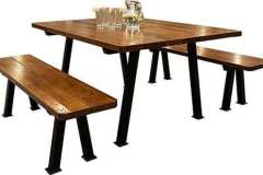 Our Amish custom crafted Yukon dining table and benches seen here all have steel frames for plenty of stability. The table is 44" x 58" and the benches are 14" x 56".