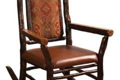 Solid Hardwood Grandpa Rocker Custom Amish Crafted With Leather and Fabric.
