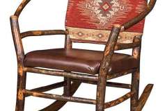 Rustic Hoop Chair Amish Built Rocker With Fabric and Leather.