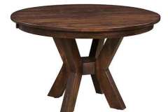 The solid wood base on this Bradley Amish made table is made to support a lot weight so it will easily seat 4 people in the 48" round size. All of our table tops are solid wood as well and are made to use not just look at.
