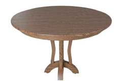 Just like the other double pedestal tables we offer, here is the Bridgeport Single Pedestal version. This one is shown in Oak wood with a medium stain. Other shapes, stains, and table edges can be had as well.