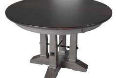 This beautiful table is custom Amish crafted in Brown Maple wood with a two tone stain. The metal rods in the base make for a very sturdy table. This size base is best for a round table.