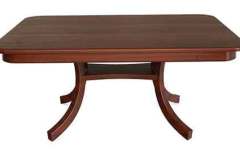 Here you have our double pedestal version of our Amish made custom Carlisle table with a square round top. Shown here in Cherry wood and a solid top, this is one our most popular styles of tables.