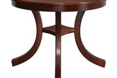 This custom style Carlisle table has a base with a bit more curve than our other Carlisle single pedestal table. Both are Amish crafted and can made with several different woods.