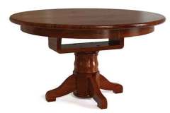 I'm not sure where the Eagle name came from but rest assured this custom table won't be flying away from you anytime soon.  Its pretty much a round table on this base but other shapes can be done. This one is made with Brown Maple wood.