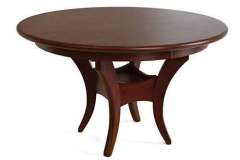 With this base you can get up to a 72" round custom Amish built table. It is large enough to support the weight of a table that size. Please don't hesitate to ask us to help you choose what is right for your home.