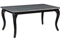 This table has a Cherry wood top and Maple legs. There are several different sizes available for this table as well as stains. Two toning is the "in" thing right now and the custom finishing is always available.