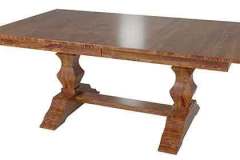 This table, Amish crafted in Maple wood, will provide a lifetime of enjoyment in your dining room. Many styles of chairs are available to put with it. Two tone staining, which seems to be popular right now, can be used as well.