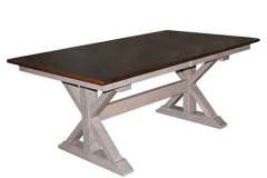 Talk about a very substantial table. This X-based Amish custom table will definitely hold a lot of weight. Everything on it is all solid wood except for the metal table slides if it has leaves.