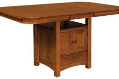 Clipped corner Bassett cabinet table. This one comes with cabinet doors and a drawer.