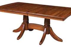 Custom Amish built Baytown table. Shown as a double pedestal style with a bow end top.