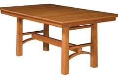 Custom Amish built Bridgeport trestle table. This one is shown in Cherry wood.