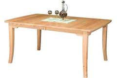Shown in Oak wood is the Broadway leg table with the bow end top.