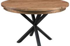 The metal leg base highlights our custom Amish built Brooklyn table. The legs are powder coated metal.