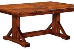 Shown in Cherry wood is our Chesapeake Amish trestle table.