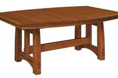 A view of our custom Colebrook trestle table. Shown in Oak wood with the black inlays.