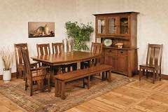 Our Colebrook trestle table bench and hutch. Custom built by the Amish.