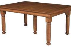 Shown with the extra center support leg. This is our custom Hampton table.