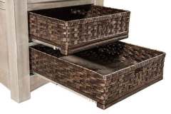 Details of the basket drawers of our Amish Heidi cabinet table.