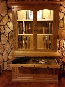 Amish Custom Made Gun Cabinet in Red Oak