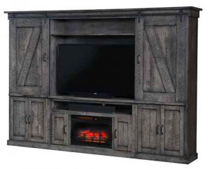 Amish Custom Made Living Room Durango Wall Entertainment Center With Fireplace SC 66WF.