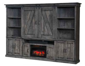Amish Custom Built Living Room Durango Wall Entertainment Center With Fireplace SC 66WF_1.