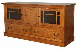 Amish Crafted Natural Hardwood Granny Mission Custom Living Room TV Stand.
