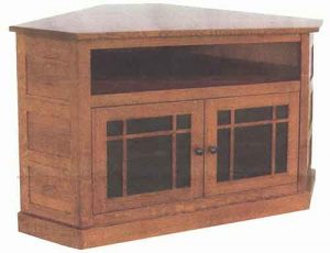 Natural Hardwood Amish Custom Crafted Granny Mission Living Room Corner TV Stand.