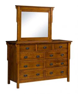Custom Amish Crafted Lafayette Dresser With Beveled Mirror.