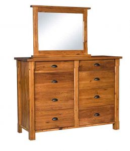 Custom Amish Crafted Napoleon Dresser With Attached Beveled Mirror.