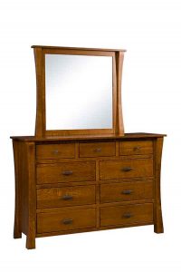 Springale Amish Custom Crafted Dresser With Attached Beveled Mirror.