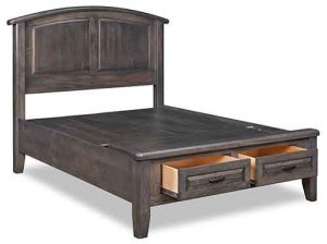 Amish Hand Made Amish Bed Frame With 2 Drawers in Footboard For Storage