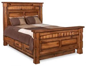 Custom Natural Hardwood Amish Made 4 Drawer Storage Bed Unit.