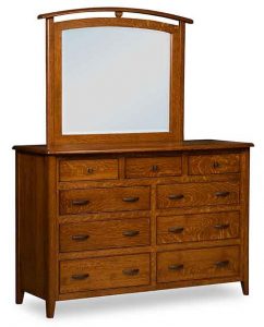 Hand Crafted Amish Bedroom Furniture Cascade Dresser With Mirror.