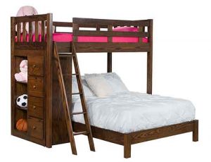 Children's Amish Crafted Bunk Bed With Bookcase.
