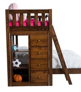 Amish Crafted Bunk Bed With Bookcase.