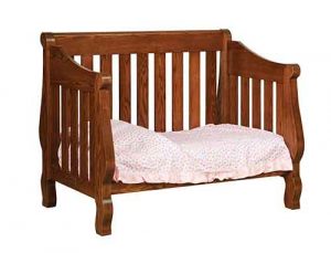 Amish Built Hoosier Sleigh Convertible Toddler Bed.