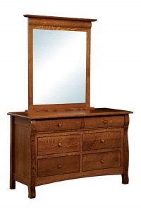 Custom Crafted Amish Castlebury Dresser With Mirror.