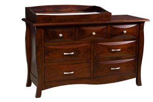 Children's 7 Drawer Dresser With Changing Table Custom Built By Amish Craftsman.