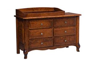 Hand Crafted Amish Custom French Country 6 Drawer Dresser With Changing Table.