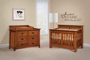 Custom McCoy Amish Made Children's Crib and Changing Table.