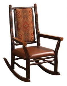 Solid Hardwood Grandpa Rocker Custom Amish Crafted With Leather and Fabric.