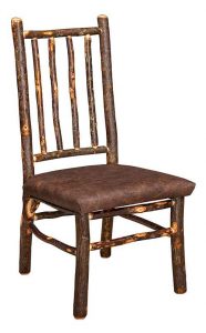 Wooden Amish Built Scooped Leather Dinner Chair.