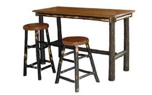 Rectangle Amish Crafted Rustic Pub Table With Bar Stools.