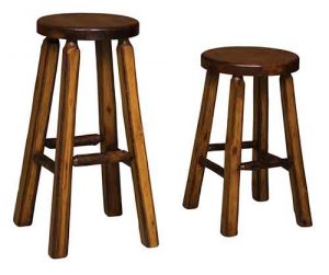 Shaved Rustic Amish Made Rustic Bar Stool.