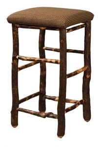 Country Rustic Amish Crafted Bar Stool With Fabric Seat.